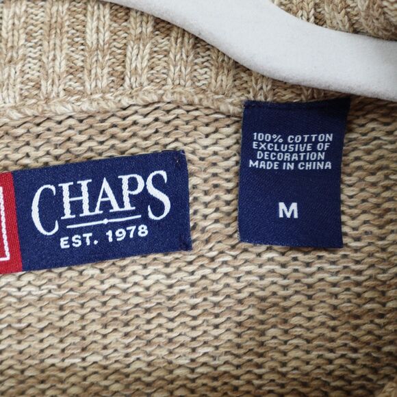 Chaps By Ralph Lauren Men’s Brown Knit Pullover Sweater Sz Medium Elbow Patches - Picture 4 of 14